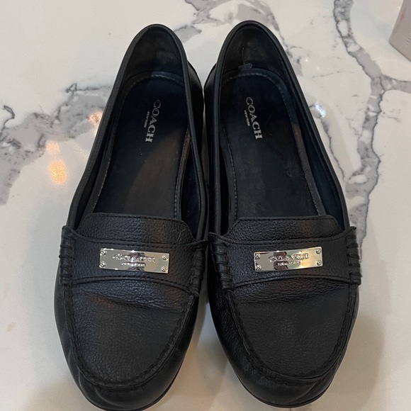 Coach Black Leather Women's Flats - Picture 1 of 6